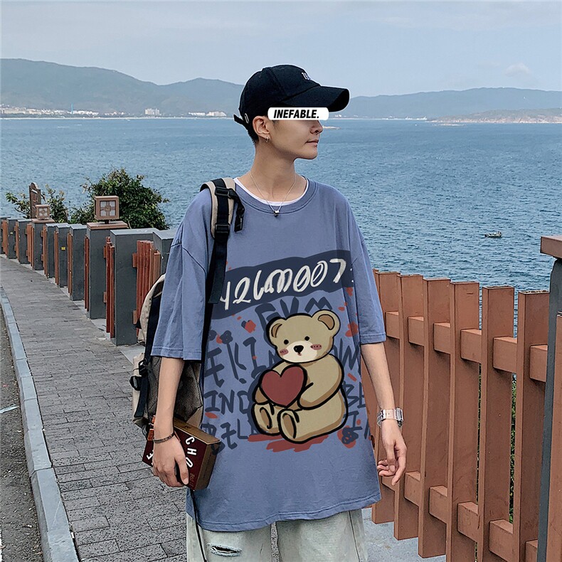 1图案已注册港风休闲情侣潮大码风短袖T恤男DT761F30控45,男装T恤,星座226-2
