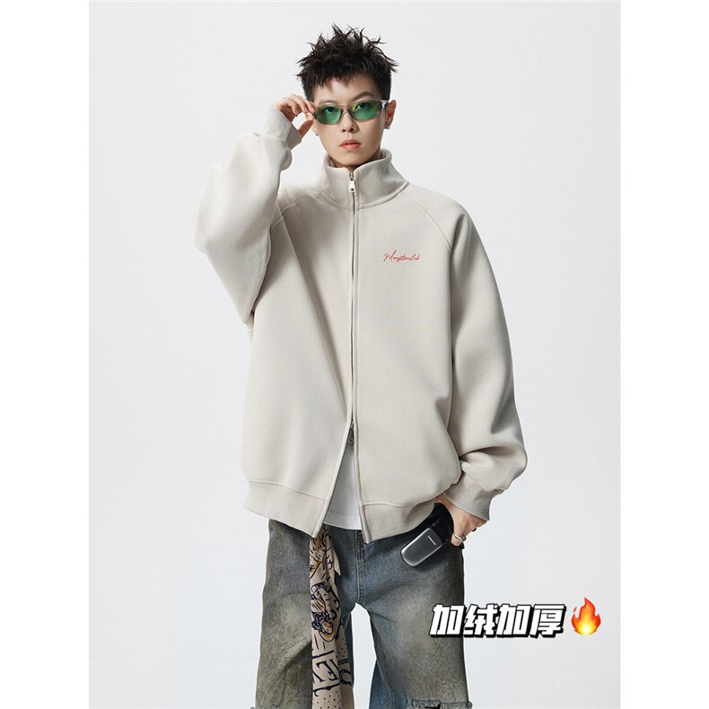 加绒常规P70加绒P80美式潮复古百搭休闲重磅拉链开衫卫衣,男装卫衣,电商D205