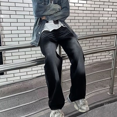 美式高街水洗牛仔裤男女款潮牌百搭宽松显瘦垂感直筒K860-P45，男装牛仔裤，星座1109-3