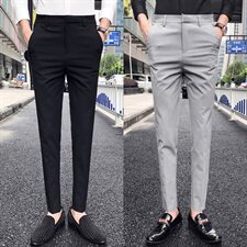 2021新款绣花休闲西裤韩版修身纯色小脚裤长裤发型师k6556P60，男装休闲裤，星座1904A