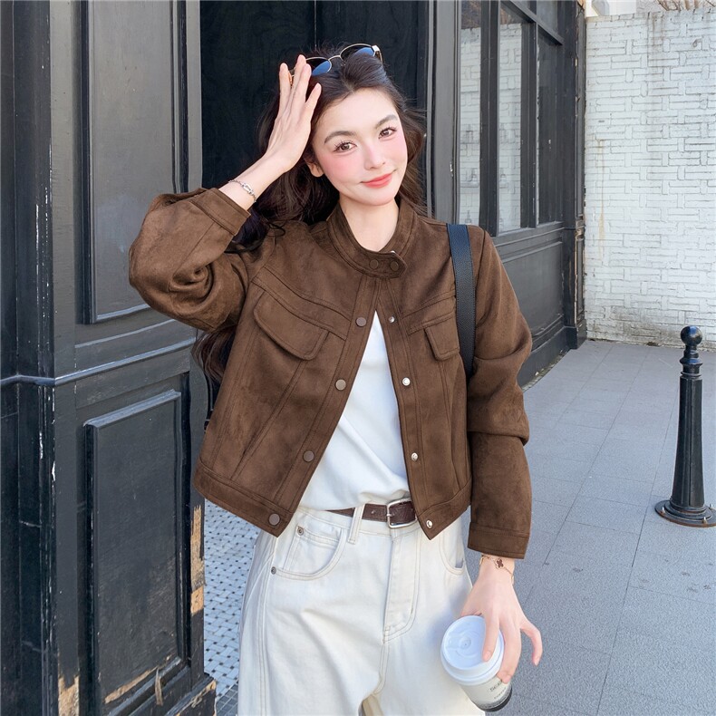 已出货春装新款~麂皮绒外套女1楼南36-39吾爱衣-A7703-P145-K258,女装短外套,1C083