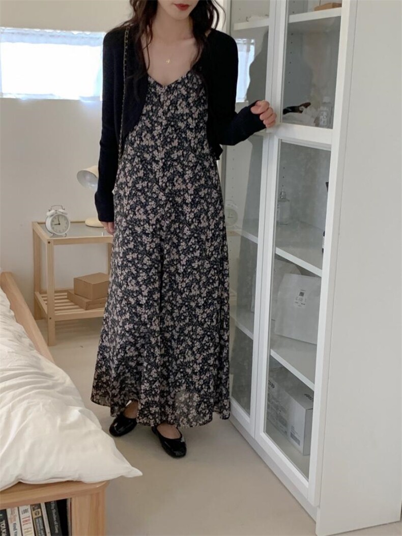 夏季新品碎花吊带裙?冰丝小披肩，女装背心吊带，DAP