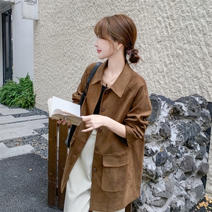 又酷又飒麂皮绒工装外套女春秋2025新款小个子时髦洋气夹克盐系图片