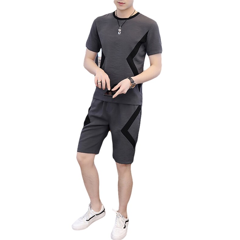 男士冰丝短袖T恤潮流休闲运动套装男装夏装一套衣服帅气T719-P50,男装休闲套装,星座1206（原A206）