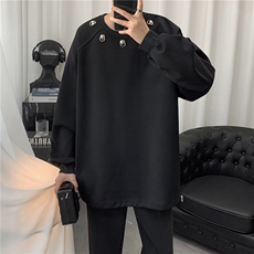 复古oversize垫肩酒红色圆领卫衣男女铆钉设计感小众内搭长袖外套，女装短外套，星座506A