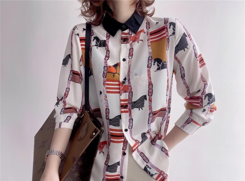 【现货】2021春季新品真丝双绉印花衬衫，女装衬衫，七七迷兰