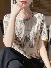 夏季轻薄短袖薄款宽松女针织衫V领短袖，女装针织衫/毛衣，绒宛羊绒