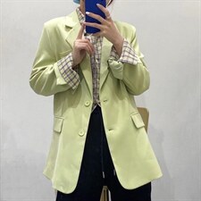 西装外套加格子衬衣，女装西装，木夕子诗