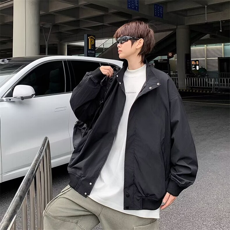 日系工装立领风衣外套2025春秋新款韩版宽松中长款薄款质感大衣,男装风衣,星座506A