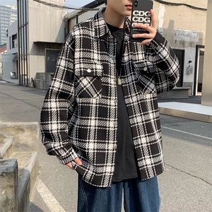 潮流夹克潮男春季格子外套J543P55图片