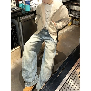 现货高品质美式高街冬季重磅硬挺短款座山雕毛领棉衣男女加厚外套图片