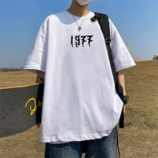 抖音得物二开现货220克夏装重磅美式高街宽松短袖t恤MT101，男装T恤，电商A486-1