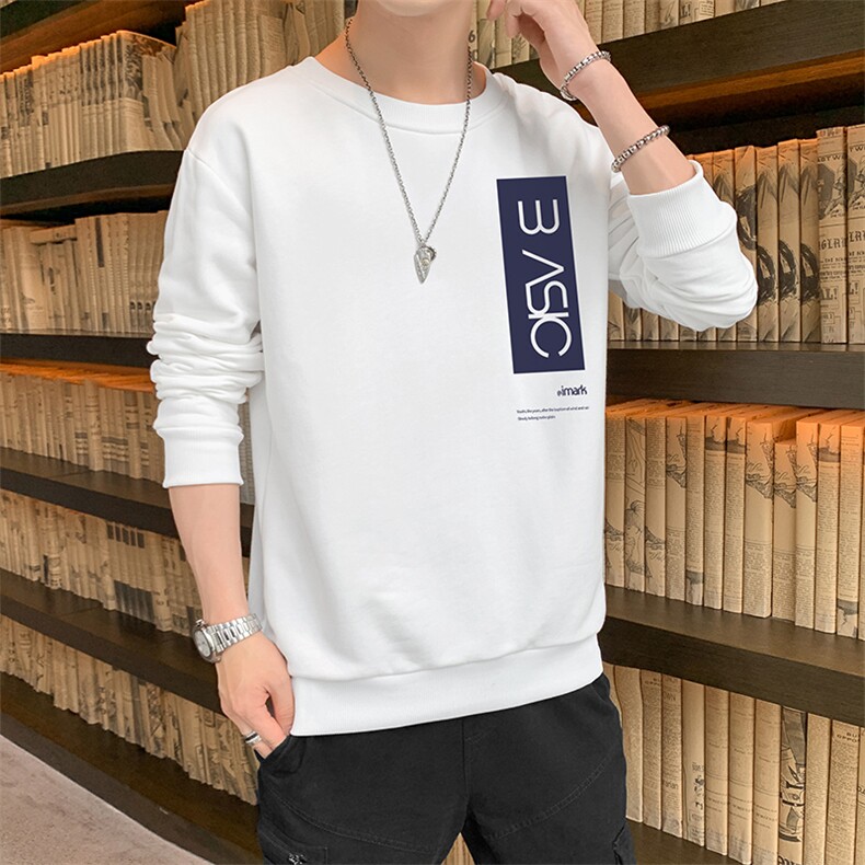 跑量卫衣男22秋季打底上衣潮流韩版宽松T恤时尚百搭长袖W006图片