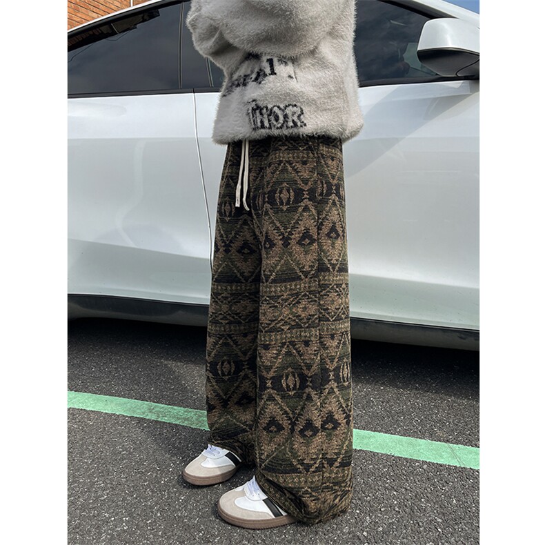 8XL-M羊羔绒裤子男冬季加绒加厚民族风重磅针织棉裤大码KZ023P78,男装民族服装,电商B312