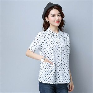 圆点纯棉新款韩版风格宽松休闲女上衣931款-,大码女装,秋牧寒烟