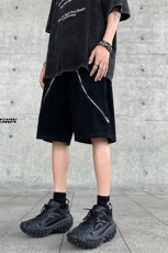 B221美式ins高街暗黑小众拉链牛仔短裤五分裤LK23101-P60控78，男装牛仔裤，电商B221