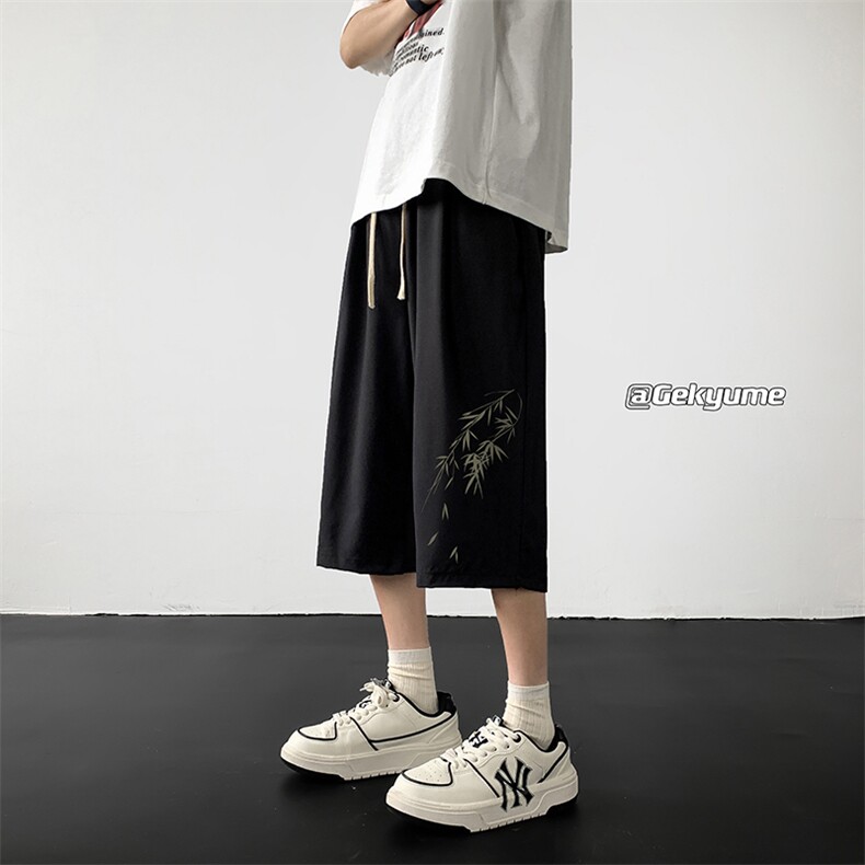 冰丝七分裤男大码速干短裤男五分裤黑地板风格QK72382-P25,男装休闲裤,电商A040