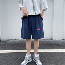 YD33192-P25港风潮牌亚麻短裤男大码棉麻五分裤男中裤沙滩裤，男装休闲裤，电商A040