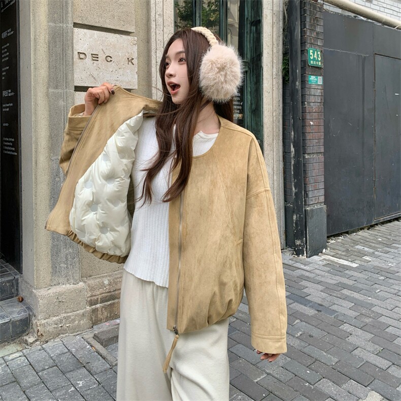 新款首上2C0281031P255K385麂皮绒90绒保暖外套,女装羽绒服,2C028