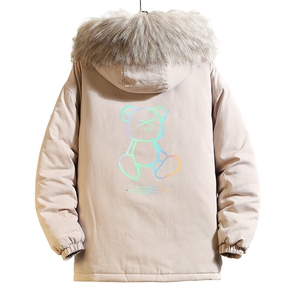 MM48139-P130 冬季大毛领棉衣男士大码加厚棉袄男棉服 砖墙挂拍图片