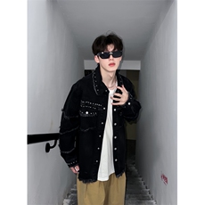 【有货】cleanfit毛边牛仔外套男款美式高街工装夹克CT01LL-P65，男装夹克，星座1007（原301D）