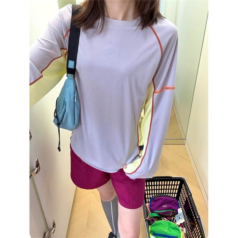高品户外山系轻薄透气速干撞色骑行运动长袖T恤男女A1354-P48,男装T恤,星座1505