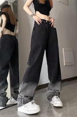 B221美式ins高街小众渐变色吊染直筒牛仔裤LK23024-P60控78，男装牛仔裤，电商B221