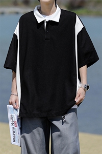 8XL-M拼接撞色短袖t恤男款夏季新款半袖POLO衫加肥加大码DT004P38图片