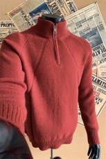 新款时尚百搭大码纯色半拉链半高领针织长袖毛衣男MY127-特P48，男装针织衫/毛衣，电商A001