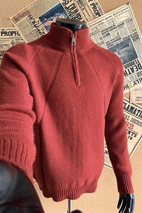 新款时尚百搭大码纯色半拉链半高领针织长袖毛衣男MY127-特P48图片