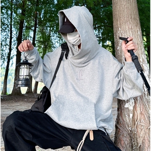 重磅50棉高街套头社恐风刺绣连帽卫衣男女WY023-P55加绒65图片