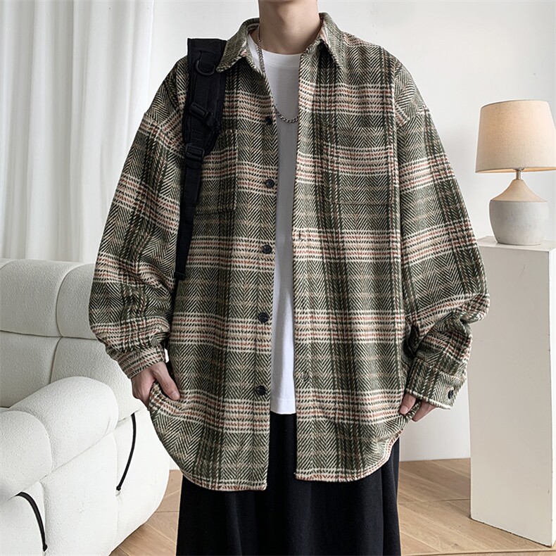 ~新款男士毛呢衬衫长袖宽松格子衬衣休闲夹克外套225-2-cs710-P58,男装夹克,星座225-2