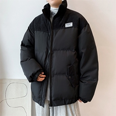 潮流拼接撞色立领美式面包服秋冬季加厚保暖宽松棉衣W6211-P90，男装棉衣，星座512-2