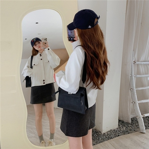 甜酷风白色立领皮衣外套女2025秋季新款韩系爆款休闲小个子短夹克图片