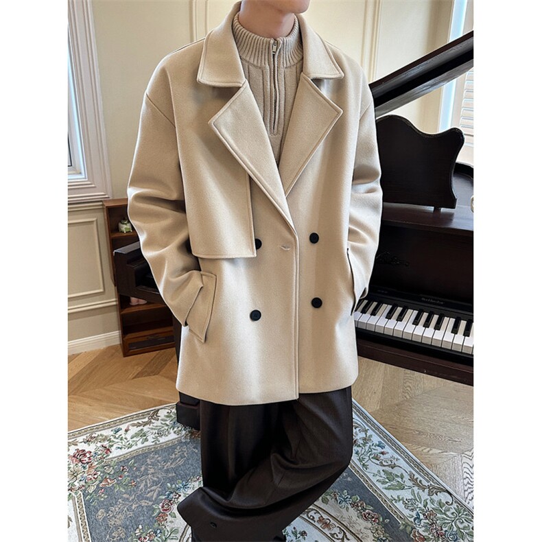 517A-8-Y81-P100冬季设计感毛呢大衣中长款加厚加棉外套，男装毛呢大衣，星座517A-8（原B282）