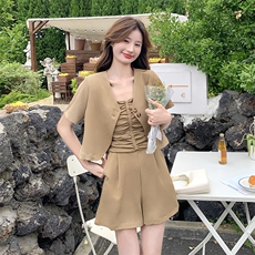 现货！短袖西装外套+裙裤两件套休闲套装2C133-9003-P135-K188，女装套装/套裙，2C133