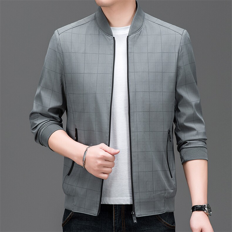 春季夹克男装立领中年商务休闲纯色茄克衫上衣服BSN9785-P80,男装夹克,星座1105-3