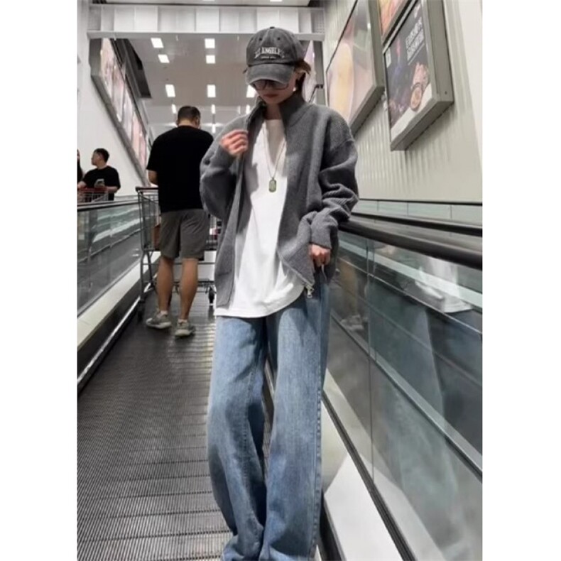 灰色双拉链立领开衫毛衣男款秋季半高领针织衫慵懒风外套ML106,男装针织衫/毛衣,星座1116A（原606A-3）