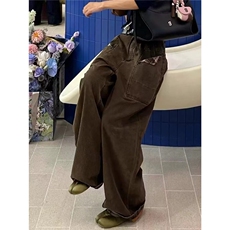 立体裁剪线弯刀牛仔裤男女秋冬设计感宽松阔腿香蕉裤AM134P60，男装牛仔裤，星座1013-5