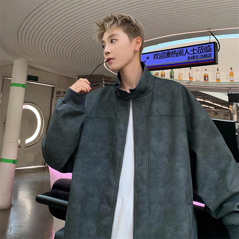 特批P80无差价秋季扎染PU皮外套男痞帅时尚青少年机车服夹克J2618,男装夹克,电商A001-1