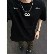 H1054-p30前后刺绣拉肩休闲宽松T恤男女同款，男装T恤，星座617A-2