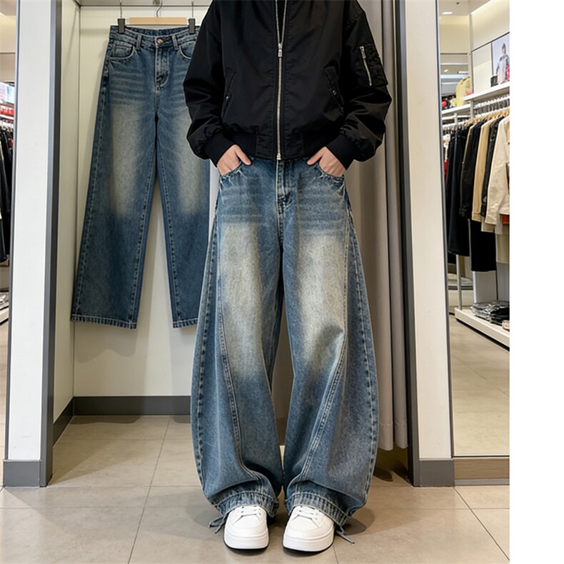 宽松直筒牛仔裤男生长裤A148-P45,男装牛仔裤,电商D312