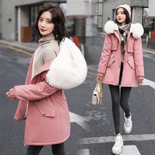 棉衣女中长款大毛领2020年冬新款韩版宽松加厚外套棉袄羽绒棉服潮，女装棉衣/棉服，依恋蒂丝