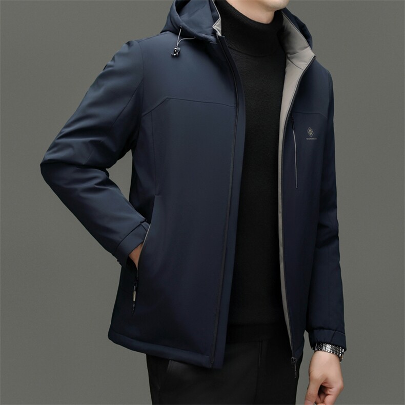 DF31801钱塘2020-2商务简约冬季厚款连帽中年男士羽绒服P225,男装羽绒服,钱塘207-2