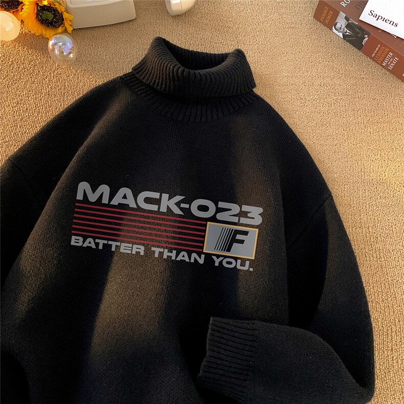 毛毯时尚高领字母印花宽松百搭毛衣针织衫A247-M8961P65控88，男装针织衫/毛衣，电商A247