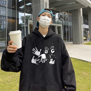 23/秋季360G麂皮绒印花宽松休闲连帽卫衣JWY3271 P50控69图片