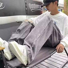 美式高街牛仔裤男破洞做旧帅气个性2023夏季ins宽松长裤RK794-P42，男装牛仔裤，星座412-3