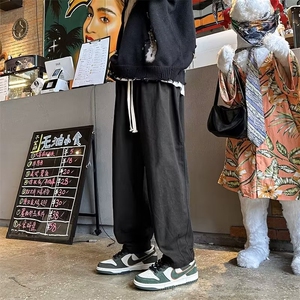 休闲裤男秋季新款宽松垂感直筒阔腿裤韩版潮流拖地长裤AK632-P35图片