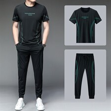 运动套装男士两件套2023夏季新款爸爸装夏装中老年T恤短袖长裤，男装休闲套装，电商B212（原钱塘6029）