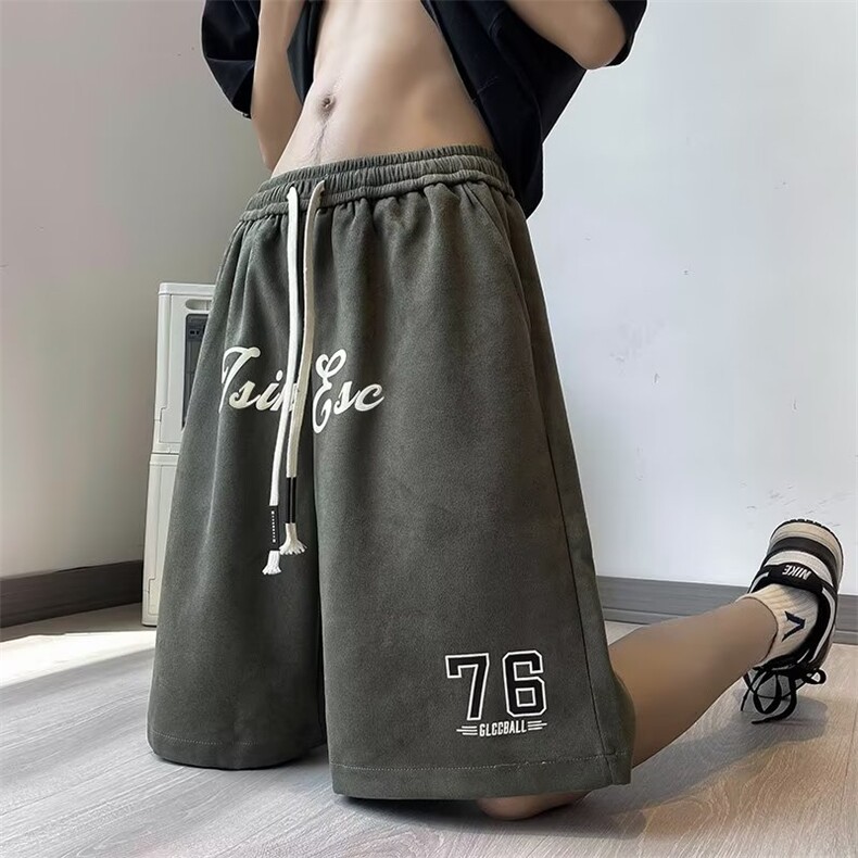 大码印花运动短裤男夏季薄款美式复古高街ins潮牌宽松JK42-P32,男装休闲裤,星座1109-3